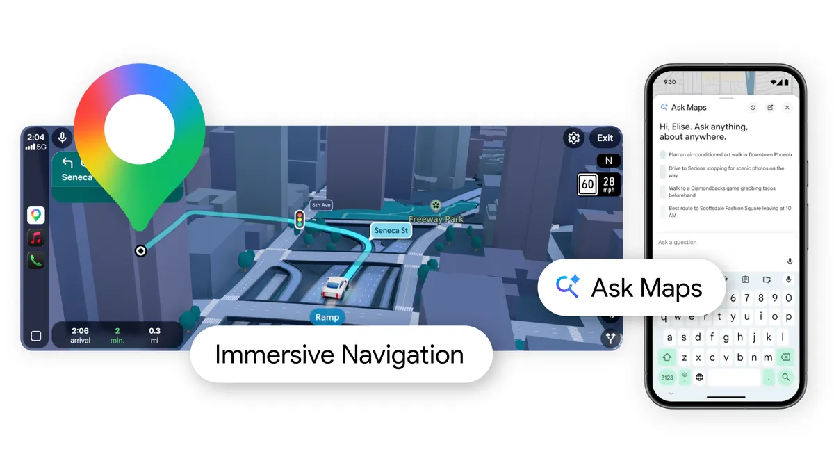 Ejemplo de la nueva navegación en Google Maps, elemento principal para el seo local. Imagen del blog de Google.
